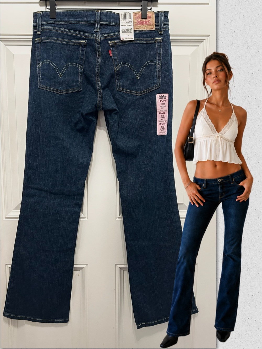 Genuine VTG Y2K Levi’s 518 Superlow Boot Cut Jeans Dark Wash Low Rise Rare 2004